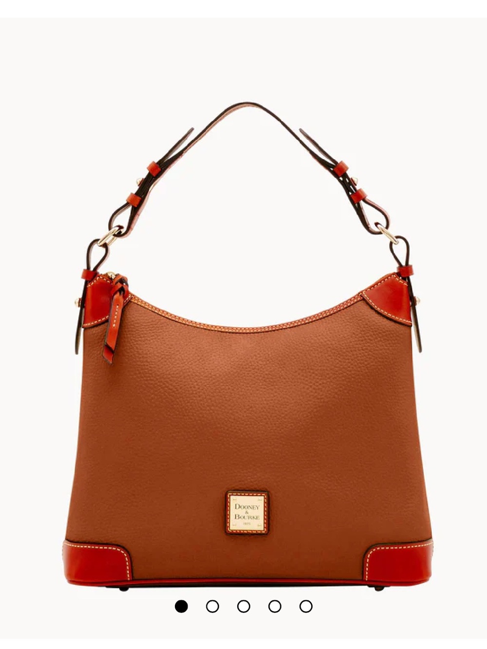 Dooney & Bourke Brown with Carmel Trim Leather Shoulder Bag